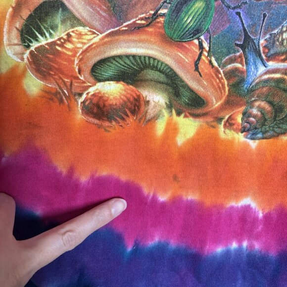 Vintage Liquid Blue T-Shirt Medium Tie Dye Gnome Elf Psychedelic Mushrooms 1999 - Picture 4 of 9